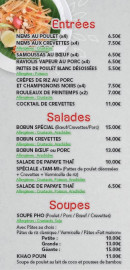 Menu Restobill - Les entrées, salades, ...