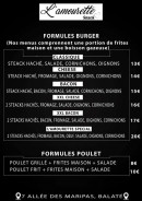 Menu L'Amourette - Formules burger et poulet