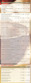 Menu Vapiano - Vins et champagnes