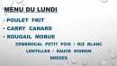 Menu L'Escale - Un exemple de menu du jour