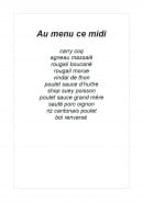 Menu Célimène - Exemple de menu du midi