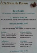 Menu Ô Ti Grain de Poivre - Coté snack