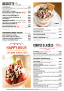 Carte et menu de Les 3 Brasseurs à Sainte Marie — Desserts et glaces