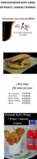 Menu Le Keb's - Les repas et formules