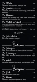 Carte et menu de Chez Mama i Fratelli del Gusto à Saint Paul — Les pizzas (suite), calzones, ...