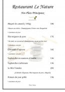 Menu Le Nature - Les plats