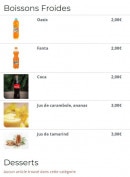 Menu Resto renad - Les boissons froides