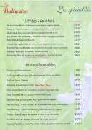 Menu La balinaise - Les entrées, incontournables et cocktails