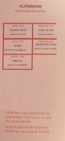 Menu Alapizmania - Informations