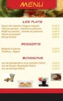 Menu Allo Cuisine - Plats, desserts et boissons 