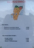 Menu Au Croq'snack - Tacos