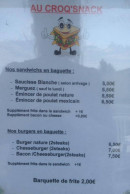 Menu Au Croq'snack - Sandwiches et burgers