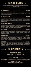 Menu Casellu - Burgers et suppléments