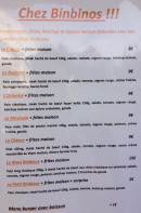Menu Chez binbinos - Les hamburgers