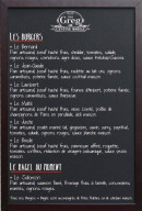 Menu Chez Greg - Les burgers et bagels du moment