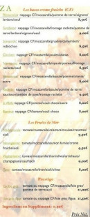 Menu Chez Mikelangelo - Les pizzas suite