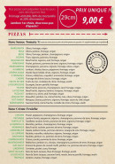 Menu Chez pizz'ami - carte des pizzas