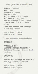 Menu Crêperie Demisel - Les galettes 