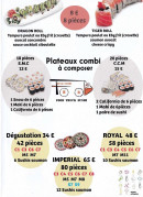 Carte et menu de Food truck sushi à Digne les Bains — Les dragon roll, tiger roll et plateaux combi