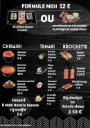 Carte et menu de Food truck sushi à Digne les Bains — La formule midi, chirashi, temaki et brochette
