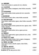 Menu Fred's pizza - Les pizzas suite