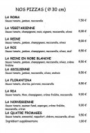 Menu Fred's pizza - Les pizzas