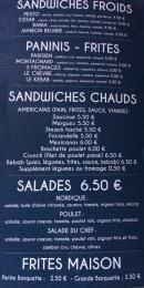 Menu French Truck Nicolas - Sandwiches, paninis, salades,....