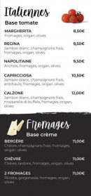 Menu Gil'pizza - Pizzas suite