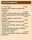 Menu Kallisté Pizza - Les pizza fromagères 