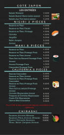 Menu Kastel Sushi - Entrées, nigiri, maki,...