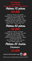 Menu Kastel Sushi - Plateaux