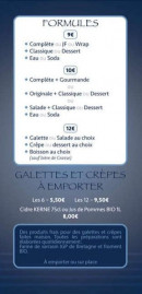 Menu L'Atelier Breton - formules