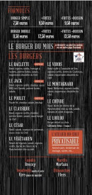 Menu L'Atelier du Chef - Formules et burgers 