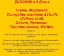 Menu L'Origan - Les Zuccini et les pizzas sans gluten