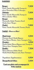 Menu L'original's Food Truck - Les paninis et tacos