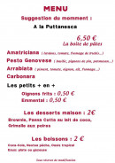 Menu La boite à Pâtes - Un exemple de menu de la semaine