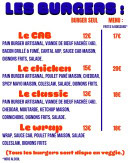 Carte et menu de La caravane à burgers à Mayrinhac Lentour — Le menu