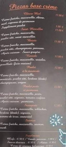Carte et menu de La Flamme Napolitaine à Domarin — Pizzas base crème