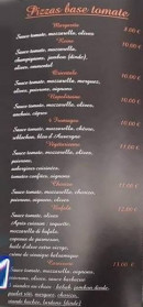 Carte et menu de La Flamme Napolitaine à Domarin — Pizzas base tomate