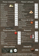 Menu La Fringadalle - Les pizzas, desserts et boissons