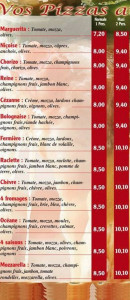 Menu La Pasta Pizza - les pizzas