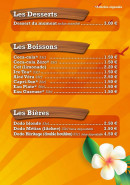 Menu La Réunion Lé La - Les desserts, boissons et bières 