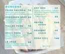 Menu La Roulotte Gourmande - Burgers, hot dog, frites,...