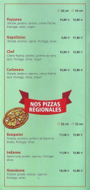 Menu La Strada - Les pizzas classiques suite et pizzas régionales