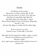 Menu La Table D'Aline - Présentation