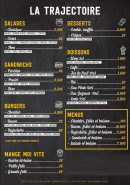 Menu La Trajectoire - Salades, sandwiches, burgers,...