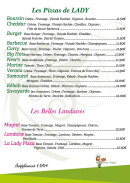 Menu Lady Pizza - Pizzas de lady et belles landaises 