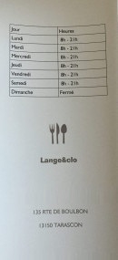 Menu Lange&clo - Informations