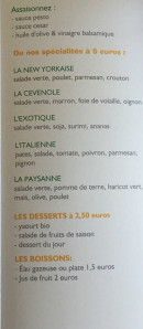Menu Lange&clo - Spécialités , desserts et boissons 