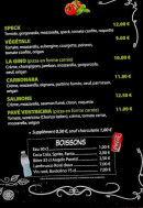 Menu Le Basilico - Pizzas suite et boissons